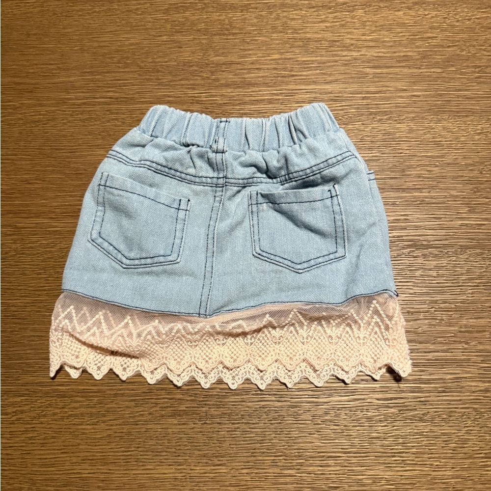 Kids Denim Skirt with Lace Trim